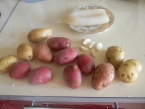 Картофель, кальмар и чеснок