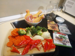 Приготовление курицы в банке со свежими овощами