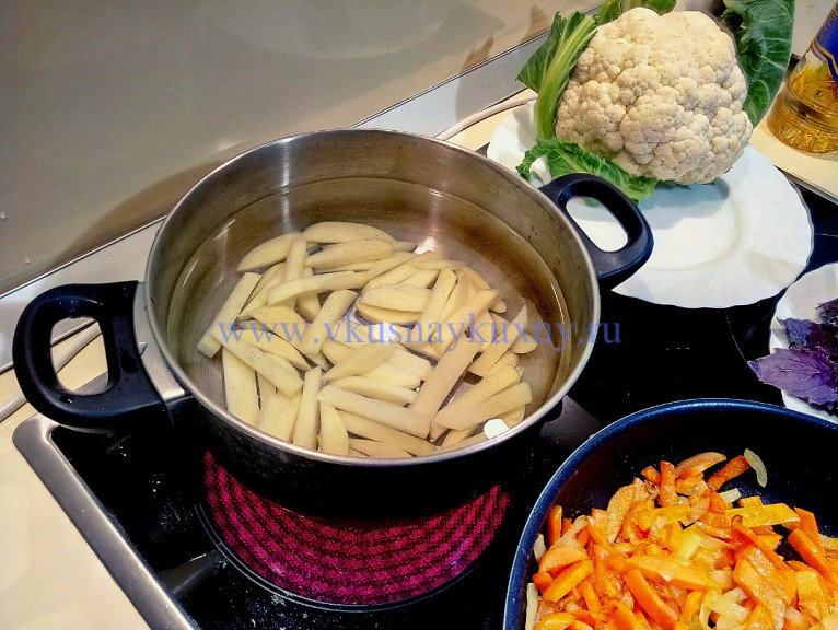 Суп с цветной капустой и картошкой рецепт приготовления пошаговый