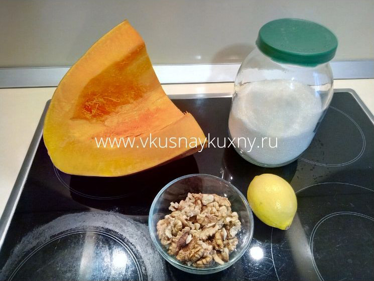 Ингредиенты для сладкой тыквы по турецки с орехами