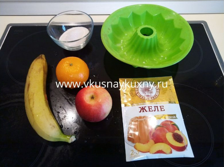 Желе из фруктов и желатина пошаговый рецепт с бананом, мандарином и яблоком