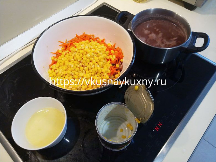 Салат с корейской морковкой и фасолью и кукурузой вкусный