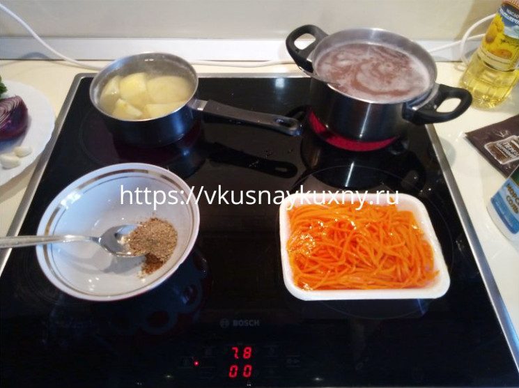 Салат с морковью по корейски и фасолью красной с кукурузой